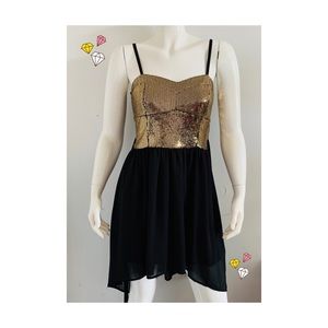Gold & Black Sequin party dress.